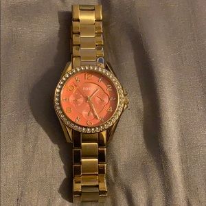 Fossil Gold Rhinestone Face Watch